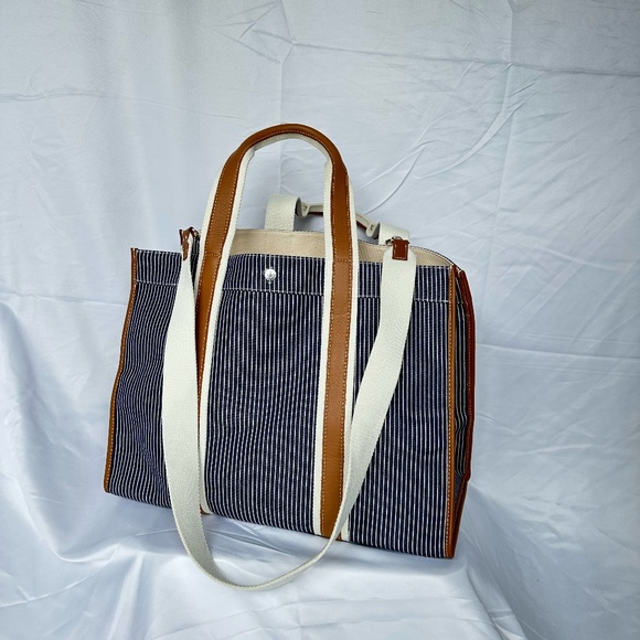 Rue De Verneuil - Traveller M Leather-Trim Linen Tote Bag - Picture 1 of 3